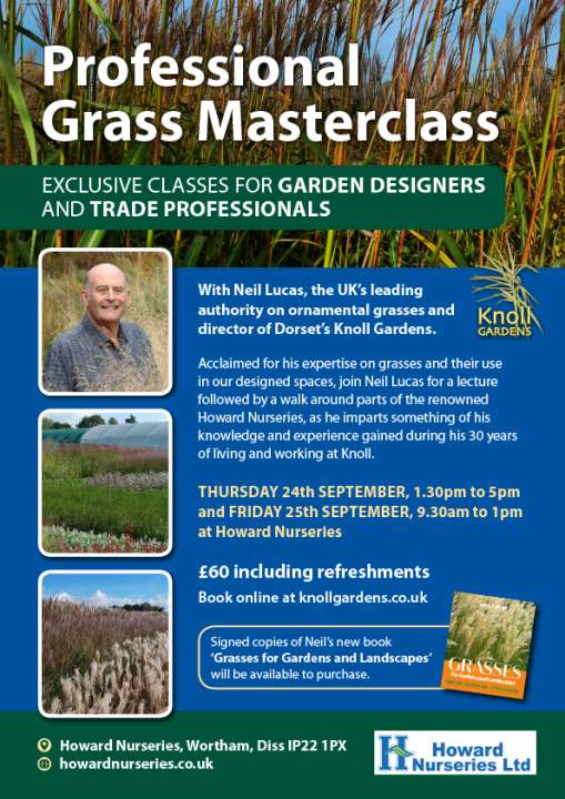 Professional Grass Masterclass 2026 with Neil Lucas at Howard Nurseries in Wortham, Norfolk.